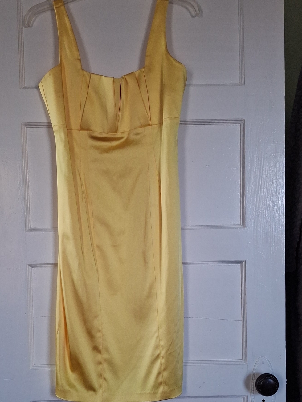 Calvin Klein Yellow Satin Midi Dress